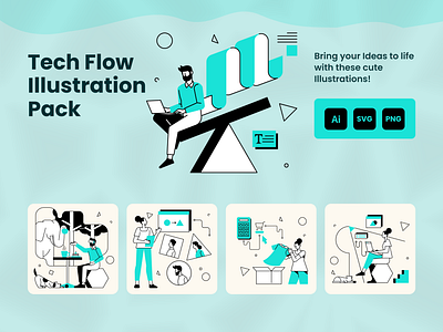 Tech Flow Illustration Pack character design graphic design graphics illustration tech vector vector illustration