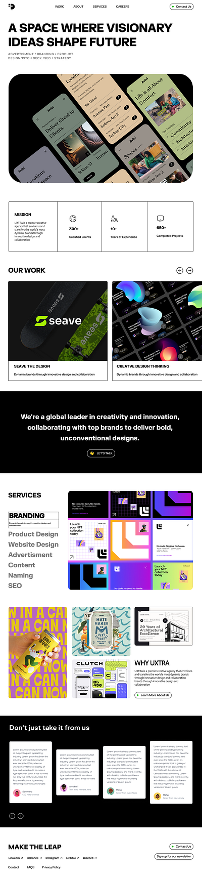 Design Agency Landing Page 3d agency animation app bold branding design figma graphic design interface landing page motion graphics product design ui uidesign uiux uxdesign uxinspiration uxresearch website