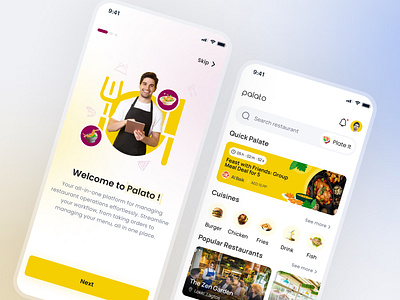 Palato - Food app UI design delivery delivery mobile app food app food app design food app ui design food application food booking app food mobile app food mobile app design onboarding screen sign in splash screen