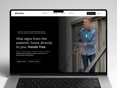 Byteflies Website Redesign black branding clean dark desktop graphic design grey medical minimal mobile site tech ui ui design user experience ux web webdesign website