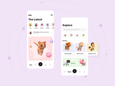 Pet Care Mobile App 3d animation app branding design figma graphic design health inspiration interface logo mobile motion graphics pastel pets trends ui uiux userresearch