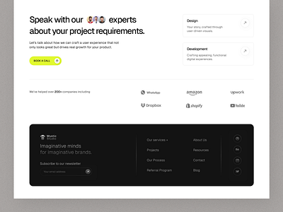 Mystic Studio - Footer Design design design studio end section footer info center landing page quick links studio uidesign uiux user interface design website design website footer