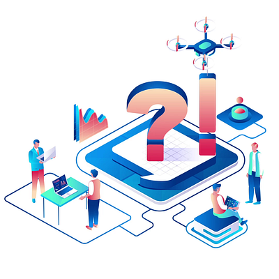 Business Discuss 2D Isometric Animation 2d animation brainstorming business communication creative process data analysis discussion flat futuristic design illustration isometric motion office problem solving productivity question mark teamwork technology workspace