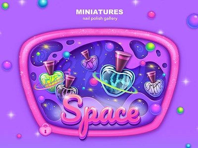 Nail Salon game. Miniatures nail polish children illustrate design frame game design illustration logo look miniatures nail nailsalon photoshop polish procreate space ui