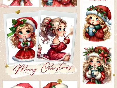 Watercolor Clipart of Christmas girl adobe photoshop character christmas clipart creative design design digital art graphic design illustration