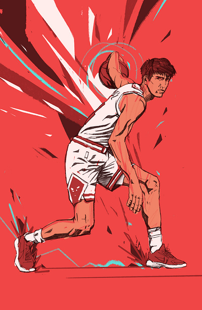 Matas Buzelis basketball basketball illustration character chicago bulls illustrated basketball illustration illustrator matas buzelis nba nba illustrations people portrait portrait illustration procreate sports