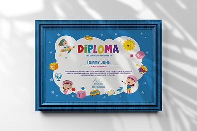 Kids Diploma Certificate Template business corporate design diploma flyer illustration kindergarten leaflet nursery poster school