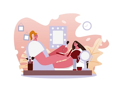 Doing Makeup In Beauty Salon 2D Animation 2d animation beauty routine beauty salon beauty service cosmetic products cosmetics daily routine flat illustration makeup makeup artist motion professional makeup relaxing scene salon environment self care vanity table woman