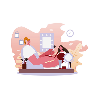 Doing Makeup In Beauty Salon 2D Animation 2d animation beauty routine beauty salon beauty service cosmetic products cosmetics daily routine flat illustration makeup makeup artist motion professional makeup relaxing scene salon environment self care vanity table woman