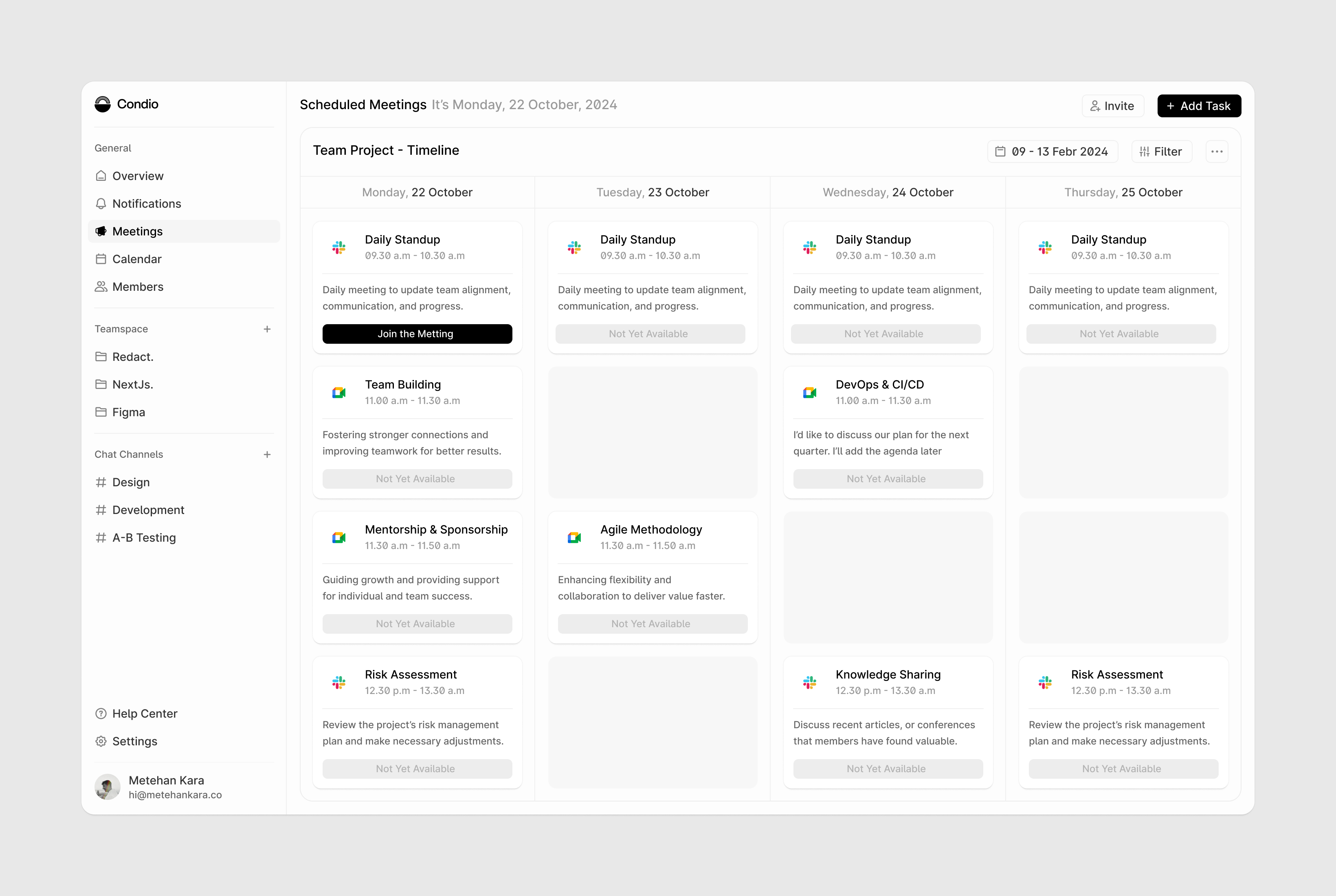 Condio - Meetings 🗓️ colors dashboard design meet meetings ui ux