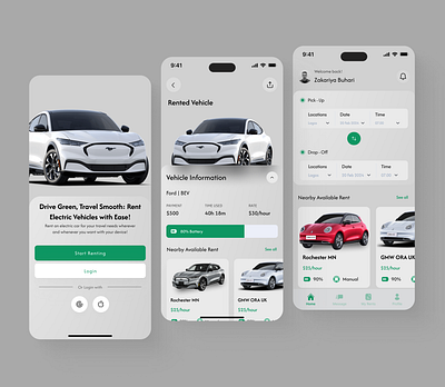 Electric Car Rental App app design car app car rental car rental app design electric car mobile app mobile app design product design rental app ui ui design uiux ux