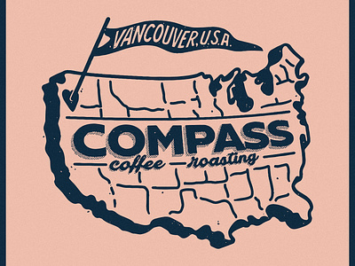 Map T-shirt Design apparel designs artifact bazaar brand design coffee branding coffee designs coffee roast coffee shirts compass map retro texture t shirt design texture designs usa vancouver vintage texture