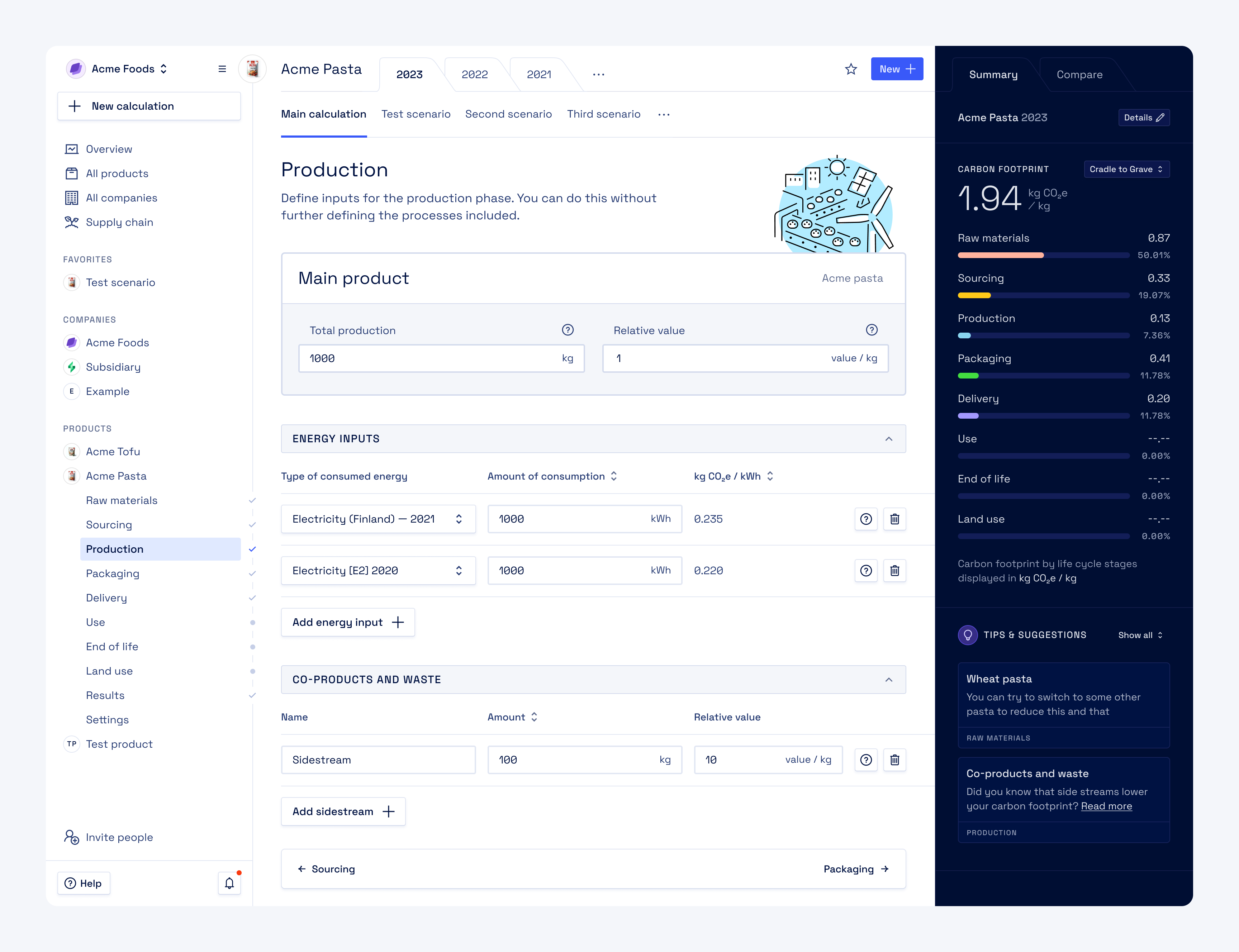 Example of Biocode: Production Page
