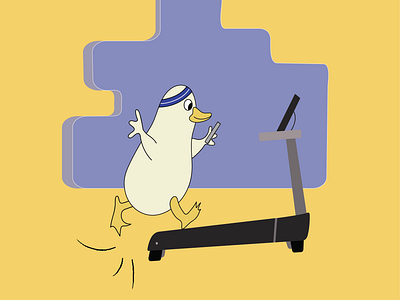 "Treadmill Trouble 💥" adobeillustrator art duck fitnessfreak fundesign graphic design