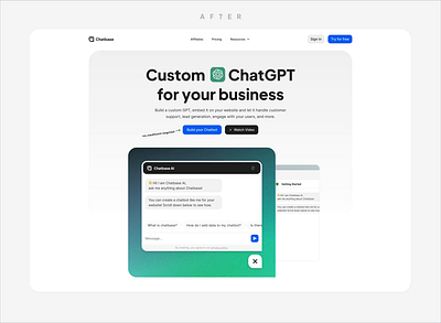 Chatbase Redesign ai animation chat chatbase chatgpt customer serivce freshdesk hubspot intercom landingspage saas ui web design