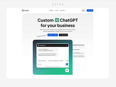 Chatbase Redesign ai animation chat chatbase chatgpt customer serivce freshdesk hubspot intercom landingspage saas ui web design