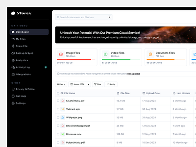 Storex - Cloud Storage Dashboard clean cloud cloud storage cool dashboard intuitive product design storage uicenter uisupply uiux uiuxbunker