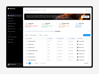 Storex - Cloud Storage Dashboard clean cloud cloud storage cool dashboard intuitive product design storage uicenter uisupply uiux uiuxbunker