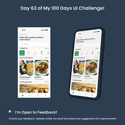 Day 63/100 - Recipe App Home Screen userengagement