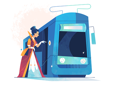 From trams to trolleys 2d illustration animation autonomous vehicle car character character design editorial illustration illustration tesla vehicles