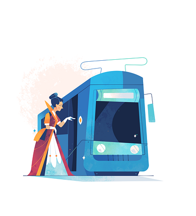 From trams to trolleys 2d illustration animation autonomous vehicle car character character design editorial illustration illustration tesla vehicles