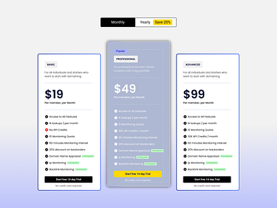 Pricing #DailyUi dailyui pricing