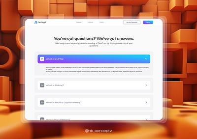 FAQ UI Screen for DanCrypt crypto faq frequentlyaskedquestions hr nft nftdesign opentohire productdesign productdesigner ui uidesign uiux uiuxdesigner ux uxdesign