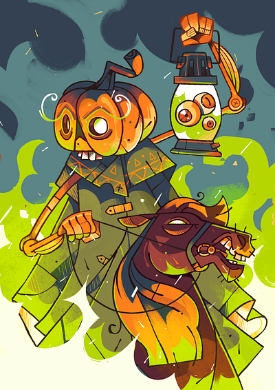 Jack-o-Lantern 2d illustration character character design eyes halloween horse jack o lantern