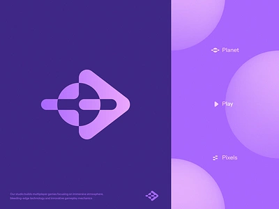 Planet + Play + Pixels Logo Concept arcade blockchain branding defi game gaming gradient icon identity logo multiplayer pixels planet play saas tech web3