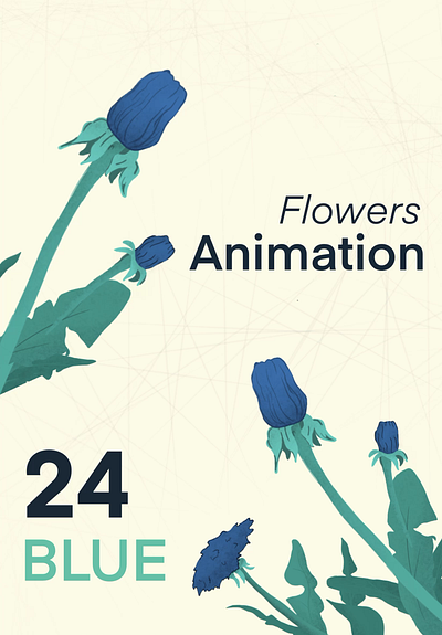 Blue flowers 2d animation animation design framebyframe freelancer gif loopanimation motion design motion graphics opentowork