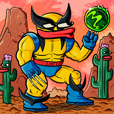 "WolverBorp" art borpa cartoon color pencil design draw dream fun illustration logo memecoin super hero water ink wolverine