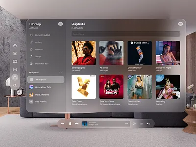 Spatial Design Inspired by Apple Vision Pro apple apple music apple vision pro ar augmented reality digital music music app music ui sound navigation spatial design spatial ui spatial ux streaming app tech innovation ui ux vision os vision pro vision pro design web