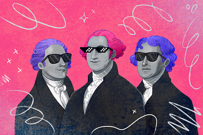 The Founding Fathers colorful creative declaration design fathers founding fathers fun graphic design hamilton historical history illustration independence jefferson portrait procreate us usa washington