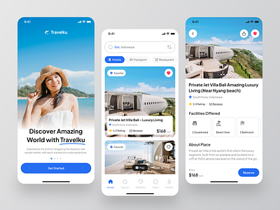 Travelku - Travel Mobile App adventure app booking clean destination mobile mobile app mobile design mobile ui simple tourism travel travel agency travel app traveler trip ui ui travel ux vacation