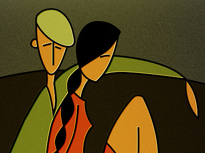 «Together in Silence» abstract love digital art emotional art flat design intimate moment love and peace minimal art modern illustratio motion graphics quiet evening stylized characters togetherness warm palette