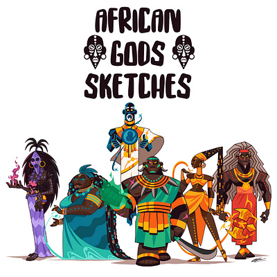 AFRICAN GODS african gods art character character design dessin digital drawing divinity drawing gods illustration illustration art