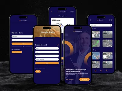 InvestorPro - An App app design case study figma mockup mural ui uiux design user experience user experience design user interface user research ux visual design