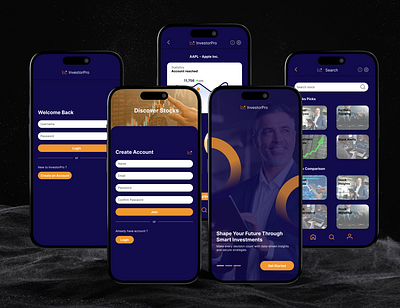 InvestorPro - An App app design case study figma mockup mural ui uiux design user experience user experience design user interface user research ux visual design