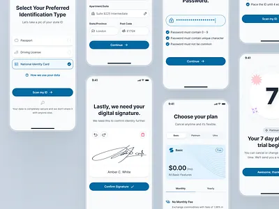 swiftbank: AI Digital Banking App - KYC User Verification UIUX banking app banking ui banking ui kit blue clean dark blue digital banking app finance onboarding finance ui kit identity verification kyc minimal mobile banking app modern onboarding ui simple smart banking soft user onboarding verification ui