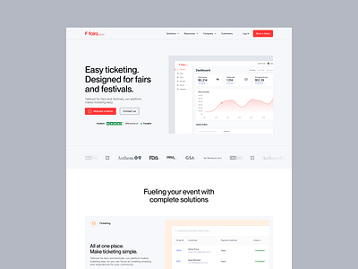 SaaS E-Ticketing Landing Page b2b business clean e ticketing illustration landing page light modern product presentation saas simple software ui ux ui web