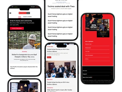Business Day website, Mobile View 3d branding business design graphic design insight logo mobile view motion graphics newspaper ui ui ux web view website
