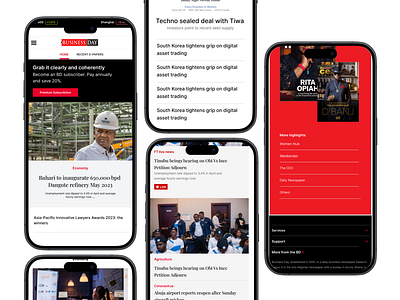 Business Day website, Mobile View 3d branding business design graphic design insight logo mobile view motion graphics newspaper ui ui ux web view website