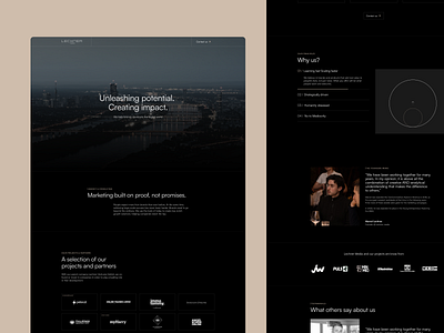 Premium Marketing Agency Landing Page black business clean corporate dark hero section illustration landing page luxury modern premium simple web design