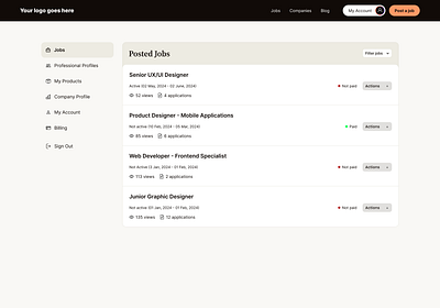 Employer Dashboard and Login/Registration Forms dashboard dashboard design dashboard employer design forms interface job board jobboard login login form new account registration theme ui ux wordpress