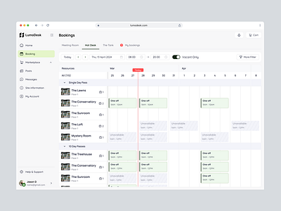 Hot Desk Booking - Workspace Platform admin b2b booking calendar component dashboard design designsystem desk member portal saas ui ux web