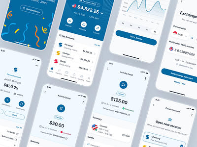 swiftbank: AI Digital Banking & Payment App - Main App Screen UI account dashboard bank account ui banking app banking assisstant app banking ui banking ui kit blue clean dark blue digital banking app digital banking ui finance app finance ui finance ui kit minimal mobile banking app modern payment app payment ui soft