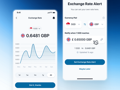 swiftbank: AI Digital Banking App - Currency Converter Rate UI ai banking app banking app banking assistant banking ui kit blue clean convert currency currency converter dark blue digital banking app digital banking ui exchange rate ui finance app finance ui kit minimal mobile banking app modern payment app payment ui soft