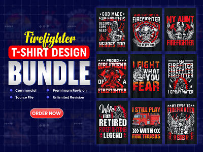 Firefighter T-Shirt Design Bundle. firefighter t shirt