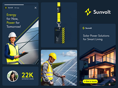 Sunvolt – Solar Power Logo Branding | Allyana Studio brandidentity brandingexpert brandingidentity greenenergy logodesign solarlogo solarpowerlogo visualidentity