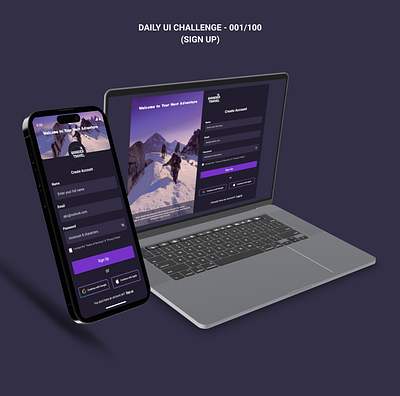 DAILYUI CHALLENGE - 001/100 daily ui figma mobile app design sign up ui ui ux web design